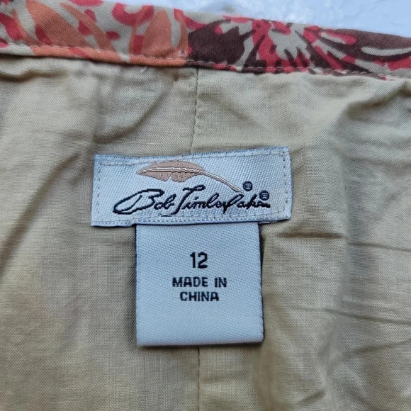 Bob Timberlake Boho Orange Pink Floral Mini Cape Skirt Pockets A-Line Women's 12 - Picture 5 of 10